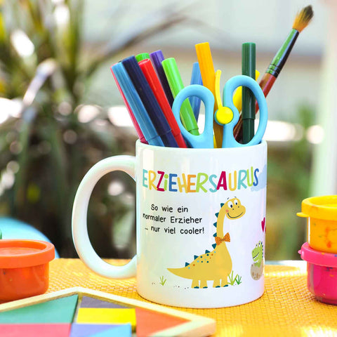 Bedruckte Tasse mit Spruch "Erziehersaurus"