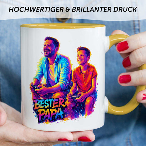 Bedruckte Tasse im Streetart Stil - Bester Papa - Personalisiert mit eigenem Bild