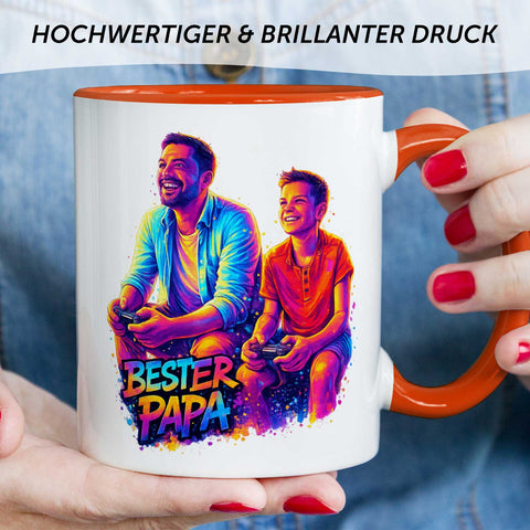 Bedruckte Tasse im Streetart Stil - Bester Papa - Personalisiert mit eigenem Bild