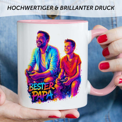 Bedruckte Tasse im Streetart Stil - Bester Papa - Personalisiert mit eigenem Bild