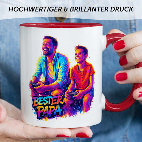 Bedruckte Tasse im Streetart Stil - Bester Papa - Personalisiert mit eigenem Bild