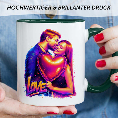 Bedruckte Tasse im Streetart Stil - Foto Love - Personalisiert mit eigenem Bild