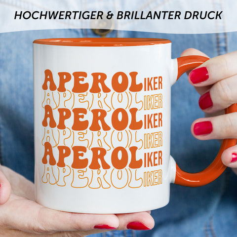 Bedruckte Tasse mit Aperol Spritz Motiv - Aperoliker - Aperol Geschenk für Frauen und Männer