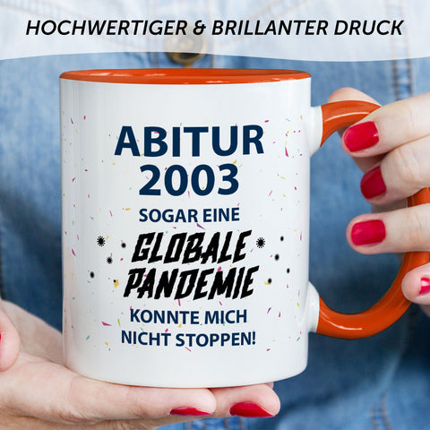 Bedruckte Tasse mit Spruch Pandemie Abitur