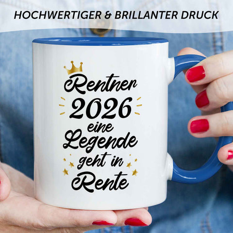 Bedruckte Tasse mit Spruch Rentner/Rentnerin 2025