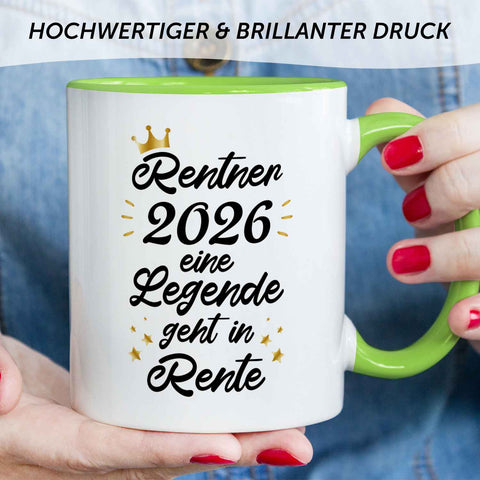 Bedruckte Tasse mit Spruch Rentner/Rentnerin 2025