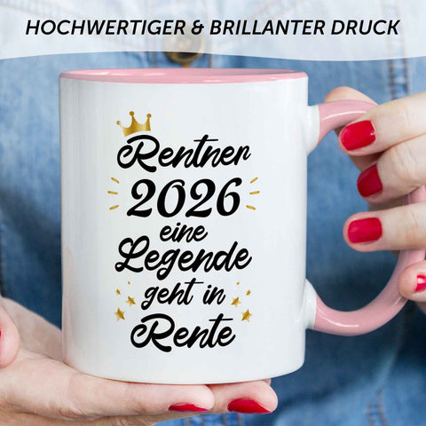 Bedruckte Tasse mit Spruch Rentner/Rentnerin 2025