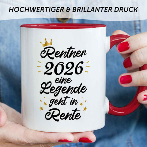 Bedruckte Tasse mit Spruch Rentner/Rentnerin 2025
