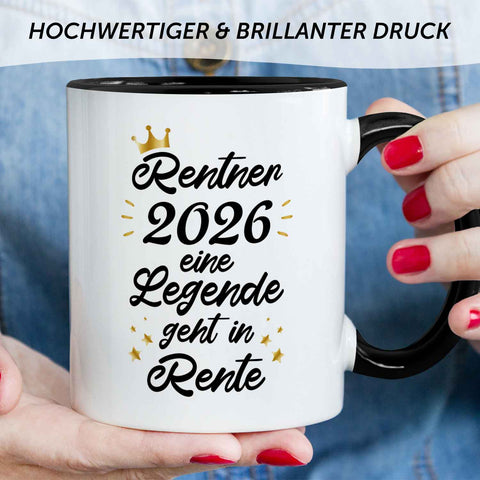 Bedruckte Tasse mit Spruch Rentner/Rentnerin 2025