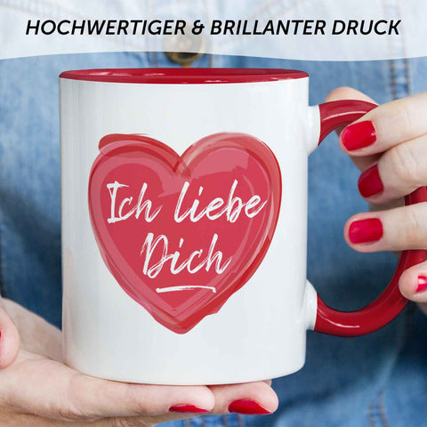 Bedruckte Tasse mit Spruch - Ich liebe dich