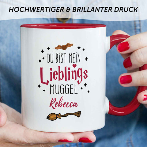 Bedruckte Tasse mit Spruch - Du bist mein Lieblingsmuggel mit Namen