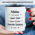 Bedruckte Tasse mit Spruch Finanzielle Belastung