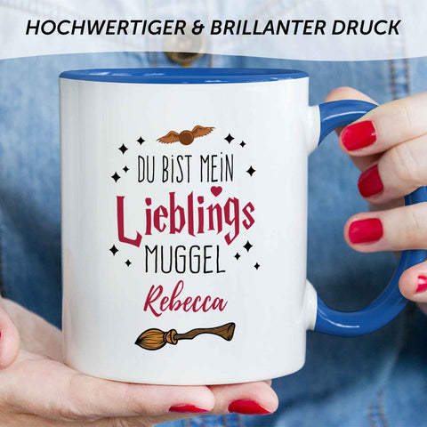 Bedruckte Tasse mit Spruch - Du bist mein Lieblingsmuggel mit Namen