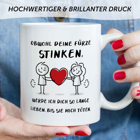 Bedruckte Tasse mit Spruch - Deine Fürze stinken
