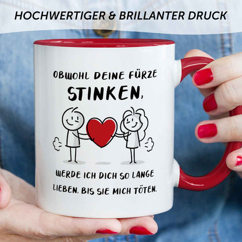 Bedruckte Tasse mit Spruch - Deine Fürze stinken