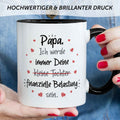Bedruckte Tasse mit Spruch Finanzielle Belastung