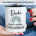 Bedruckte Tasse mit Spruch - "Danke dass du uns beim Wachsen geholfen hast" V2