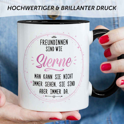 Bedruckte Tasse mit Spruch Freundinnen sind wie Sterne