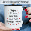 Bedruckte Tasse mit Spruch Finanzielle Belastung