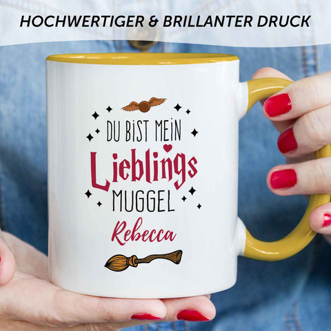 Bedruckte Tasse mit Spruch - Du bist mein Lieblingsmuggel mit Namen