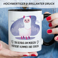 Bedruckte Tasse mit Spruch Alpaka am Morgen