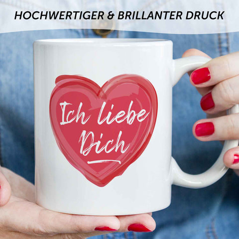 Bedruckte Tasse mit Spruch - Ich liebe dich
