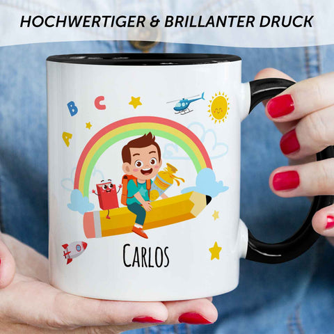 Bedruckte Tasse mit Motiv Einschulung