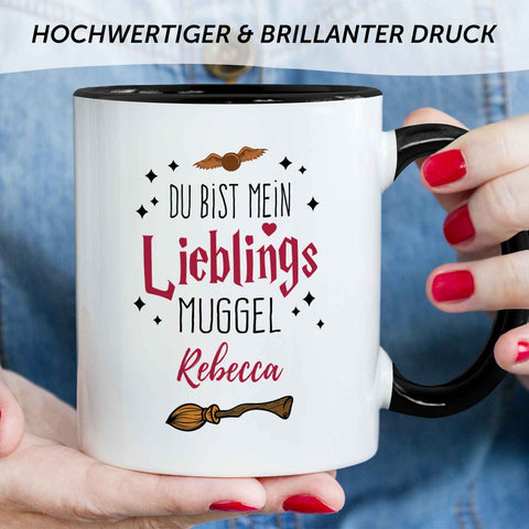 Bedruckte Tasse mit Spruch - Du bist mein Lieblingsmuggel mit Namen