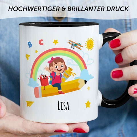 Bedruckte Tasse mit Motiv Einschulung