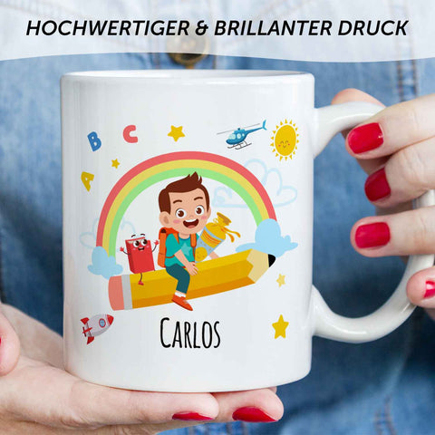 Bedruckte Tasse mit Motiv Einschulung