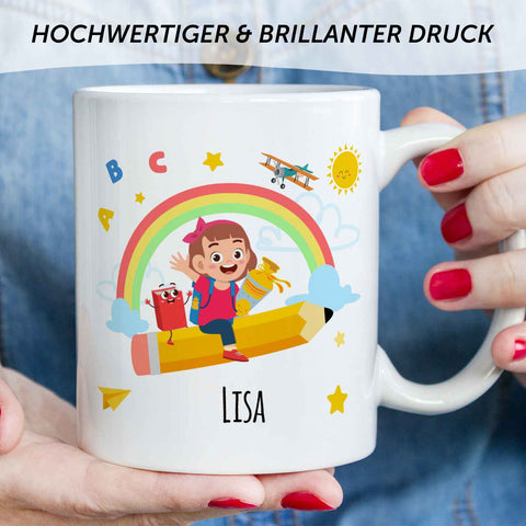 Bedruckte Tasse mit Motiv Einschulung