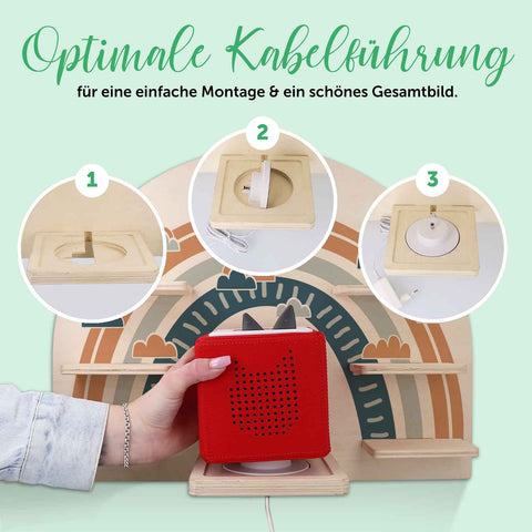 Toniebox Regal für Kinderzimmer - Regenbogen - Kinder Wandregal