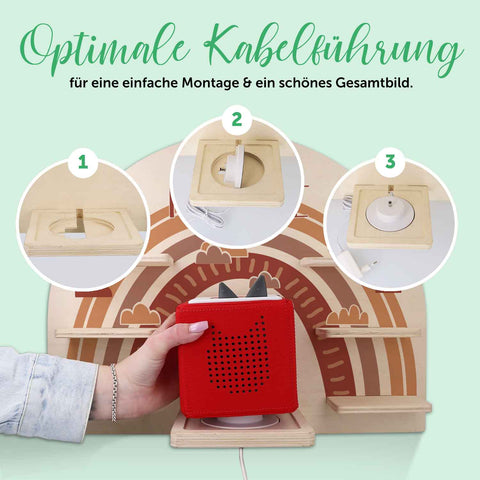 Toniebox Regal für Kinderzimmer - Regenbogen - Personalisiert mit Namen