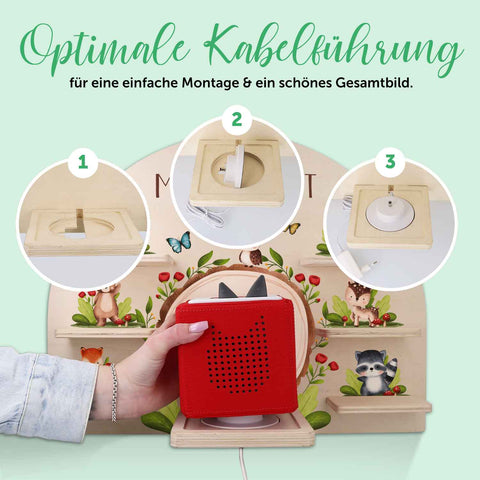 Toniebox Regal für Kinderzimmer - Tiergruppe Wald - Personalisiert mit Namen