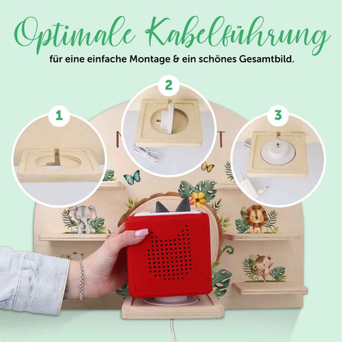 Toniebox Regal für Kinderzimmer - Tiergruppe Safari - Personalisiert mit Namen