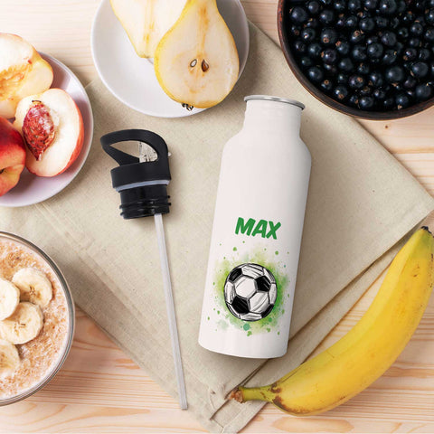 Bedruckte Trinkflasche aus Edelstahl - Fußball