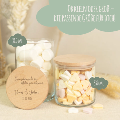 Graviertes Vorratsglas mit Holzdeckel