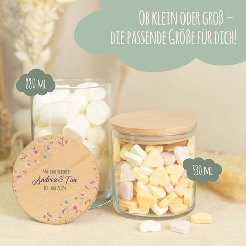 Bedrucktes Vorratsglas mit Holzdeckel - Pastell Flowers