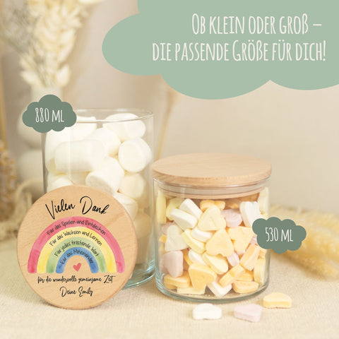 Bedrucktes Vorratsglas mit Holzdeckel - Regenbogen Aquarell