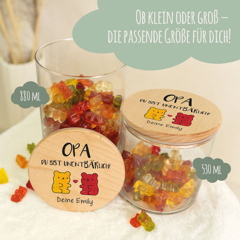 Bedrucktes Vorratsglas mit Holzdeckel - UnentBÄRlich