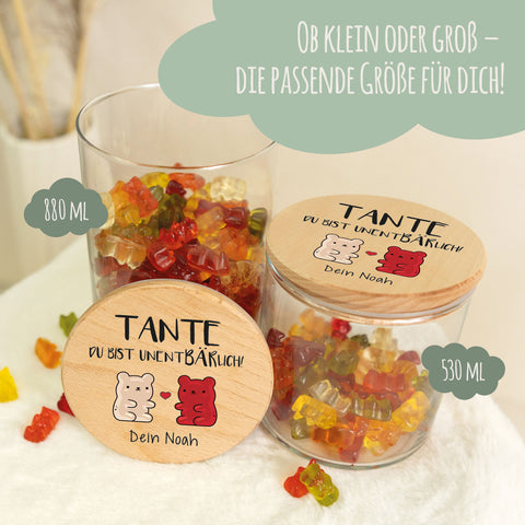 Bedrucktes Vorratsglas mit Holzdeckel - UnentBÄRlich