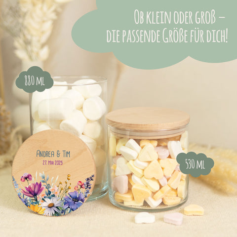 Bedrucktes Vorratsglas mit Holzdeckel - Wild Flowers
