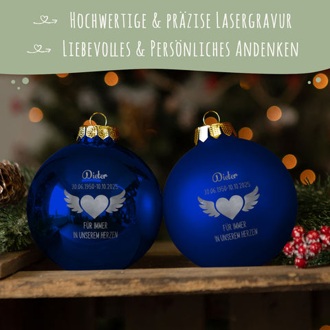 Gravierte Weihnachtskugel - Flügelherz