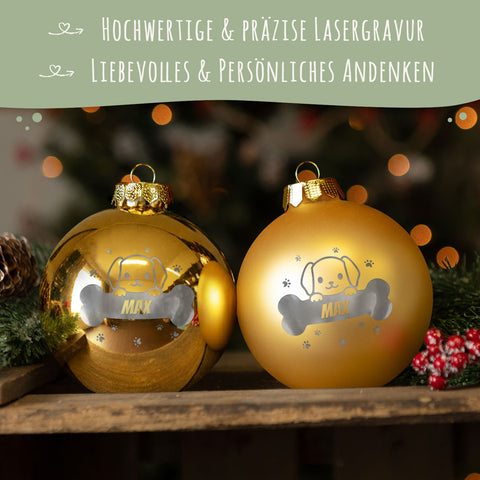 Gravierte Weihnachtskugel - Haustier - Hund & Katze