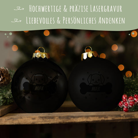 Gravierte Weihnachtskugel - Haustier - Hund & Katze