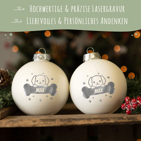 Gravierte Weihnachtskugel - Haustier - Hund & Katze