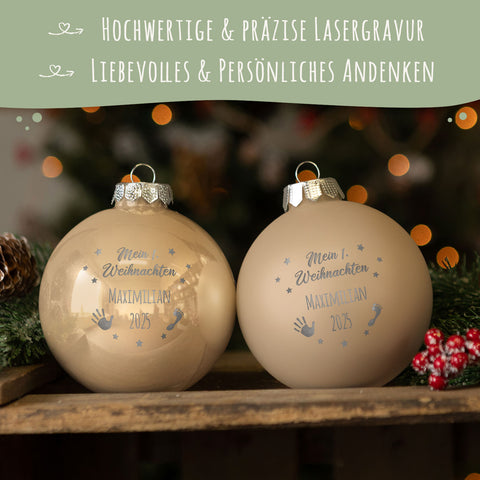 Gravierte Weihnachtskugel - Mein erstes Weihnachten