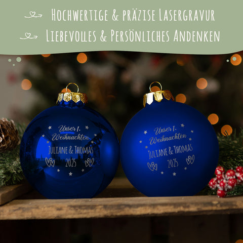 Gravierte Weihnachtskugel - Unser erstes Weihnachten für Paare