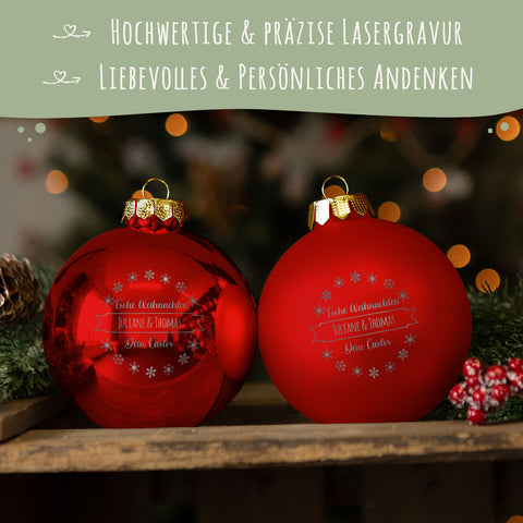 Gravierte Weihnachtskugel mit Wunschtext