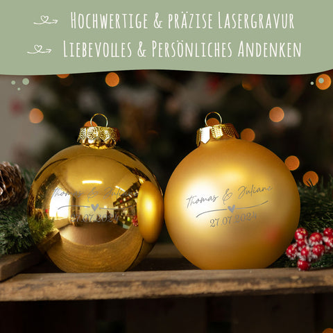 Gravierte Weihnachtskugel - Wedding Love